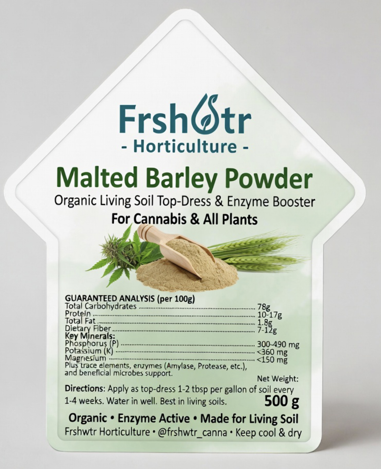 Frshwtr Horticulture Malted Barley Powder packaging
